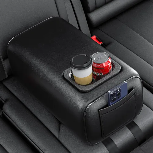 Miniatura 9 de Reposabrazos universal para automóvil de dos filas con caja de consola y portavasos para asiento trasero, reposabrazos de segunda fila