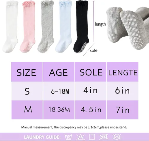 Miniatura 7 de CozyWay Non-Slip Knee-High Socks, Ultra-Soft Grippy Socks for Baby and Toddler Girls, Boys and All Little Ones
