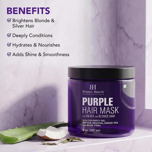 Miniatura 2 de Botanic Hearth Mascarilla morada para el cabello, para cabello rubio, plateado y gris, sin sulfatos ni parabenos, 8 onzas líquidas