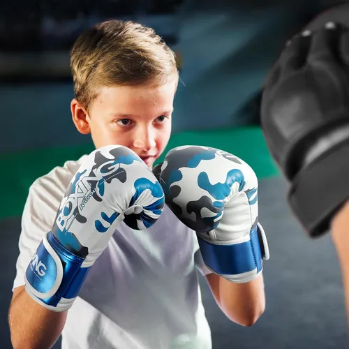 Miniatura 8 de Guantes de boxeo para niños, guantes de boxeo para niños de 3 a 9 años, para niños y niñas, de poliuretano con dibujos animados, guantes de boxeo