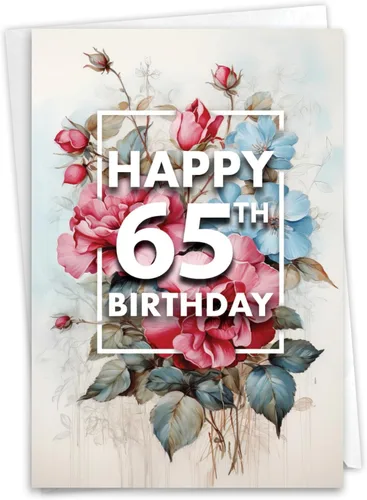 Miniatura 13 de NobleWorks Tarjeta de felicitación de cumpleaños número 65 con sobre de 5 x 7 pulgadas (1 tarjeta) Cuenta de tiempo de 65 años C10676MBG