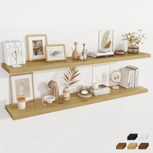 Miniatura 102 de Fun Memories Estantes flotantes de 12 pulgadas de profundidad, estantes de pared de madera de 16 x 12 pulgadas, estante de almacenamiento rústico