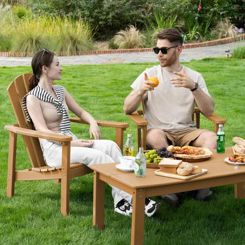 Miniatura 2 de nevilywood Sillas Adirondack compactas apilables, sillas de patio de polietileno de alta densidad de 26.3 pulgadas de ancho, duraderas, diseño que