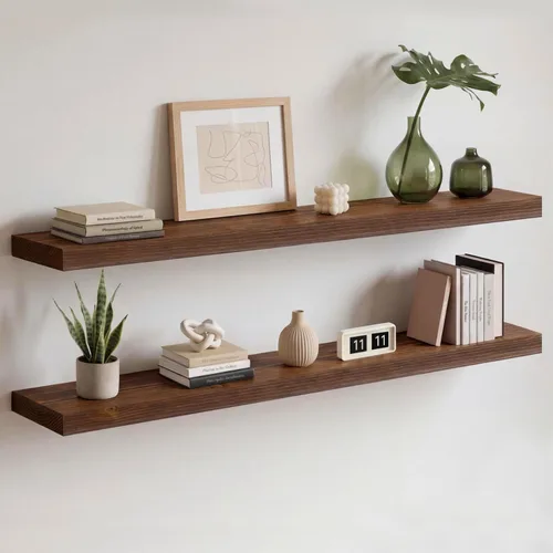 Miniatura 26 de Homeforia Estante flotante blanco de 48 pulgadas, estantes flotantes de madera maciza de alta gama de 48 pulgadas de largo para montaje en pared