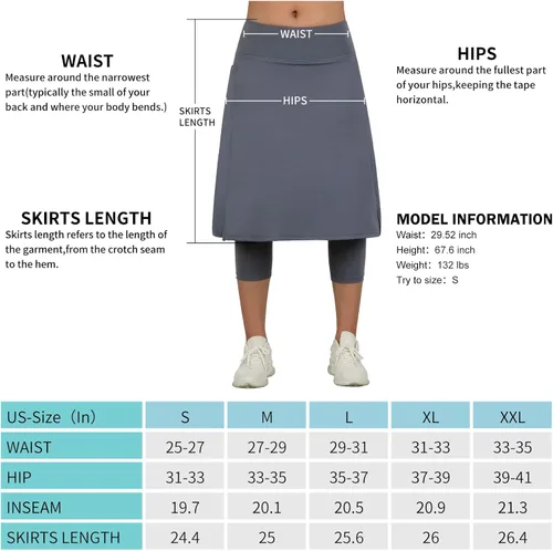 Miniatura 6 de ANIVIVO Leggings largos hasta la rodilla para mujer, leggings capri con faldas de cintura alta