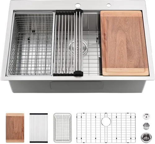 Miniatura 19 de Fregadero de barra de 15 pulgadas In-VASOYO de 15 x 20 pulgadas, fregadero de cocina pequeño de barra húmeda, fregaderos de autocaravana de acero