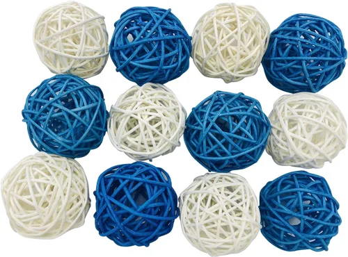 12 bolas decorativas de mimbre de ratán para manualidades, fiestas, decoración de mesa de boda, baby shower, accesorios de aromaterapia, 2 pulgadas