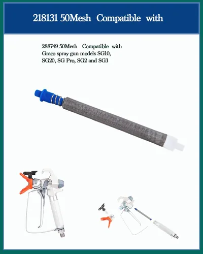 Miniatura 3 de Paquete de 6 filtros de pistola de pintura sin aire 218131 de 50 mallas azules, compatibles con pistolas de pulverización Graco SG2 y SG3