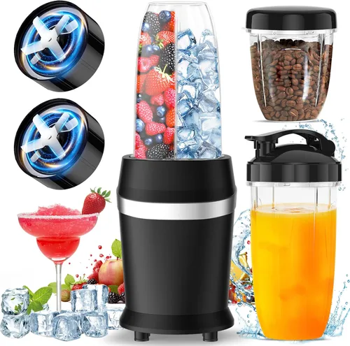Miniatura 11 de Colarlemo Licuadora personal de 12 piezas de 25,000 rpm, para triturar hielo y bebidas congeladas, nueces con tazas portátiles de 23 onzas, 32 Azul