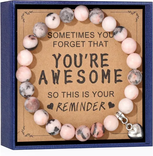 Risyfjew Regalos para mujeres, pulseras curativas de piedra natural, regalos inspiradores para mejores amigas, hermana, mamá, niñas y ella