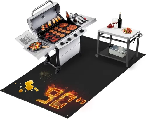 TOHONFOO Alfombrilla extragrande de 90 x 48 pulgadas para parrilla al aire libre – Tapetes para parrilla al aire libre para proteger la terraza,