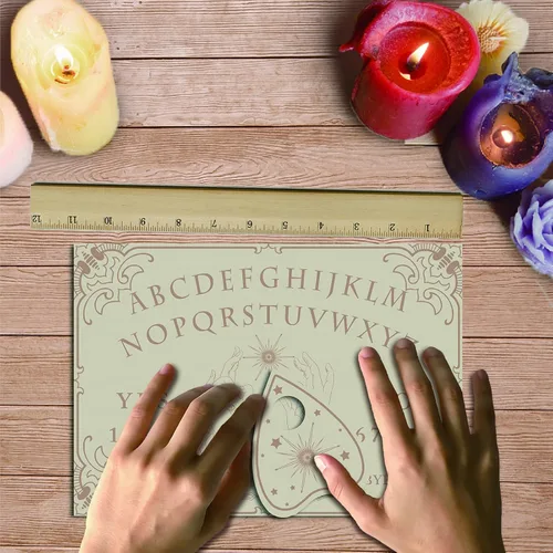 Miniatura 3 de CREATCABIN Tablero de madera con péndulo, tablero de madera para hablar con planchette, kit de adivinación, juego de caza de espíritus, decoración