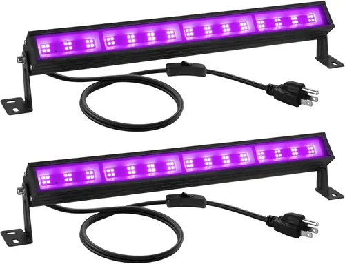 Miniatura 14 de Barra de Luz Negra LED de 38W Barras de Luz Negra con Enchufe e Interruptor Ilumina Área de 22x22 pies para Fiesta Fluorescente Fiestas de Halloween