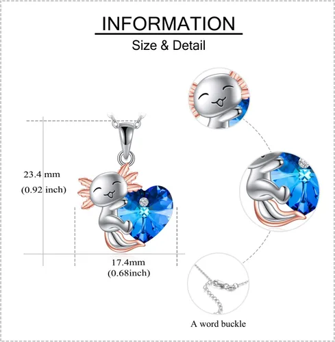 Miniatura 4 de JERWLI Collar con colgante de vaca de las tierras altasratas de Axolotlratarata, plata de ley 925, regalo de joyería de animales lindos para mujeres