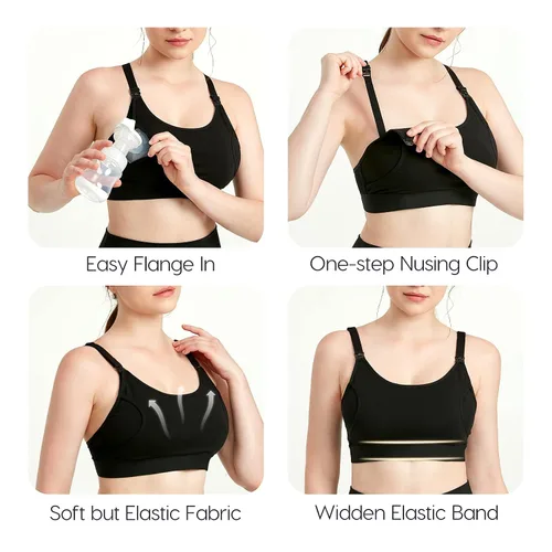 Miniatura 4 de Lupantte Brasier de bombeo manos libres para mujer, paquete de 2, cómodo brasier de extracción de leche con almohadillas, brasier de lactancia