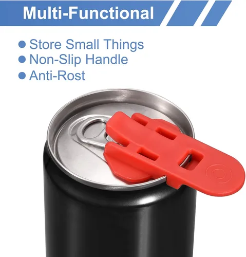 Miniatura 4 de uxcell Abrelatas manual fácil, 3 piezas, cubiertas de plástico para latas de bebidas, protector de tapas, abridor de botellas para refrescos, Rojo