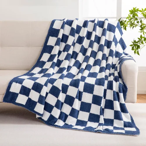 Miniatura 12 de YIRUIO Manta de ajedrez a cuadros, esponjosa, cálida, cómoda, reversible, súper suave y acogedora para decoración del hogar, cama, sofá, sala de Rojo