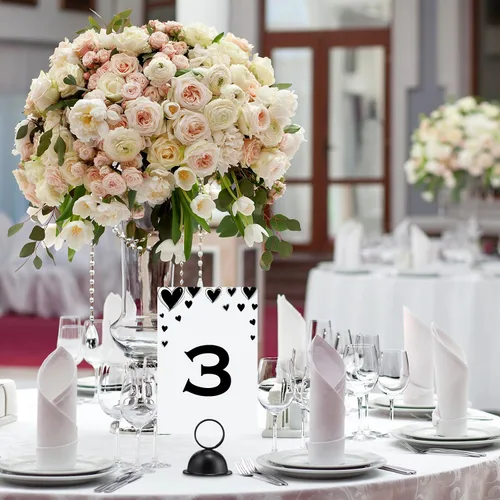 Miniatura 6 de MorningRo 24 soportes de metal para tarjetas de mesa de boda, soportes de números de mesa, letreros de mesa de menú para boda, Navidad, restaurante