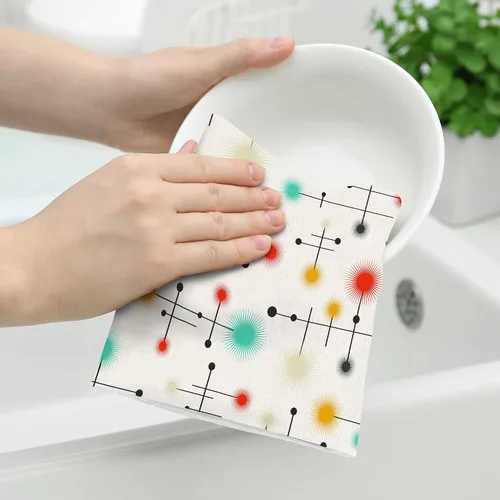 Miniatura 4 de Juego de toallas de cocina modernas de mediados de siglo, paños de cocina retro absorbentes para cocina, toallas de mano, paños de cocina
