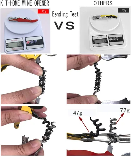 Miniatura 3 de Juego de sacacorchos para camareros profesionales, llave de vino con bisagras de acero inoxidable resistente para camareros de restaurantes, Rojo 4
