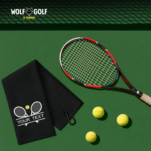 Miniatura 5 de Toalla de tenis personalizada Bordada para hombres y mujeres Accesorio personalizado para cancha Regalos de tenis Negro