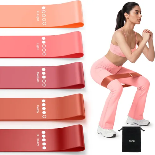 Resistance Bands for Working Out, 5-Pack Elastic Loop Exercise Bands for Strength Training Stretching, Home Gym Equipment for Pilates Yoga Physical