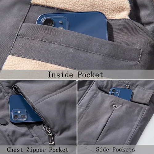 Miniatura 4 de Msmsse Chaleco acolchado de invierno para hombre, chaleco acolchado con cuello alto, chaleco acolchado cálido