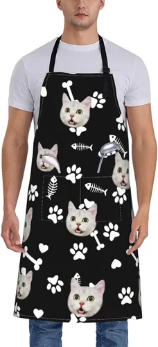 Miniatura 18 de Delantal unisex con babero ajustable personalizado para hombres y mujeres, delantales de cocina personalizados para fotos, 33 x 28 pulgadas