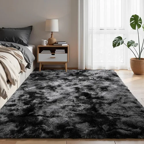 Miniatura 88 de Zentavio Alfombras de área para sala de estar, alfombras grises para dormitorio, alfombra de 4 x 6, alfombra mullida, peluda y suave, shag estética