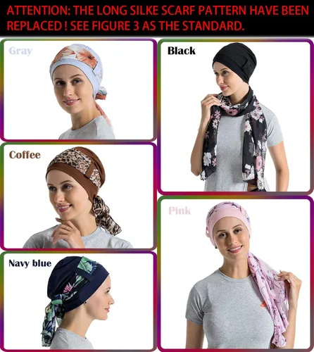 Miniatura 7 de Forro de algodón de bambú para mujer, con bufandas sedosas para el cáncer, pérdida de cabello, gorras de sueño