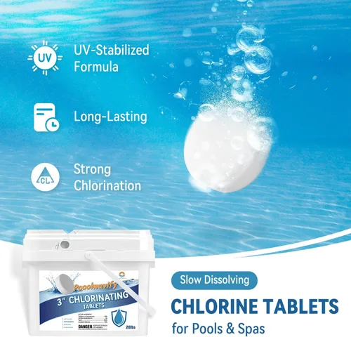 Miniatura 3 de Tabletas de cloro para piscinas y spas Desinfectante de larga duración de disolución lenta para agua limpia y clara (3 a 20 libras)