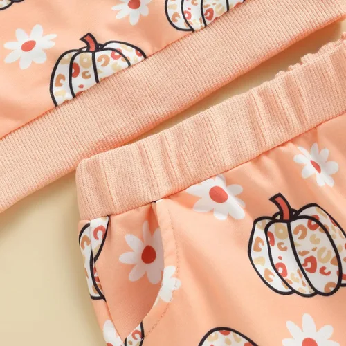 Miniatura 21 de YINGISFITM Conjunto de camisa de calabaza de Halloween para bebé, niña, niño, sudadera y pantalones para otoño e invierno