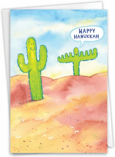 Miniatura 11 de NobleWorks Divertida tarjeta de papel de Janucá con sobre de 5 x 7 pulgadas (1 tarjeta) Tarjetas de festividades judías Dreidel Hustler C8770HKG