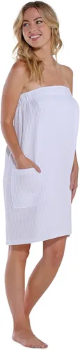 Miniatura 2 de Turquaz Linen Lightweight Knee Length Waffle Robes For Women Spa Bath Waffle Body Wrap Towel with Adjustable Touch Fastener