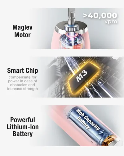 Miniatura 3 de 7AM2M Cepillo de dientes eléctrico sónico con 6 cabezales de cepillo para adultos y niños, una carga durante 120 días, carga rápida inalámbrica, 5