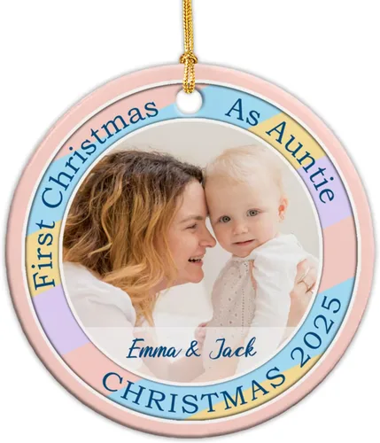 Miniatura 9 de Adorno personalizado de 1ª Navidad como tía 2025, regalo de recuerdo para tía, tía ciervo, adorno de Navidad, regalo para tía nueva, adorno