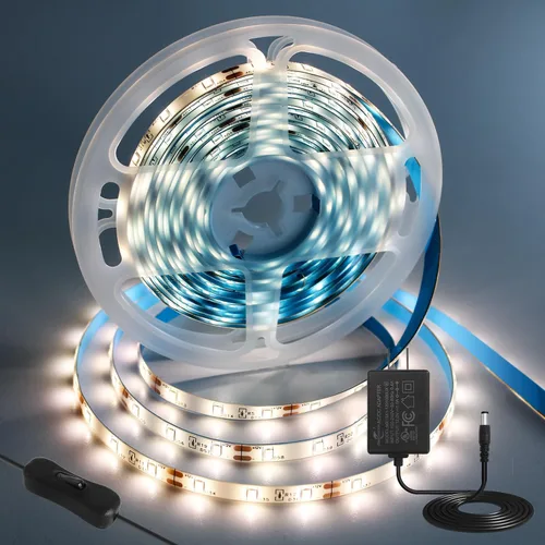 Miniatura 27 de Resistente al agua IP65, tira de luz LED flexible impermeable de 12 V, tiras de luz LED cortables de 16.4 pies, 300 unidades de cadena de Blanco