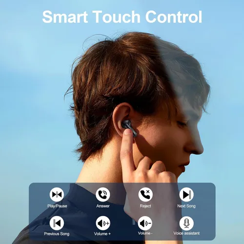 Miniatura 7 de Auriculares inalámbricos con cancelación de ruido Bluetooth 5.3, auriculares deportivos con micrófono integrado, IPX7 impermeable y pantalla LED