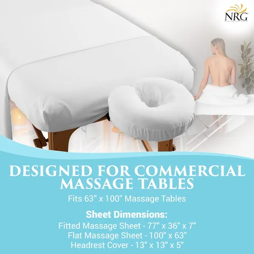 Miniatura 7 de NRG - Sábanas planas de franela de lujo para mesa de masaje – Ropa de cama de masaje 100% franela de algodón – 160 GSM, 200 hilos – Algodón suave