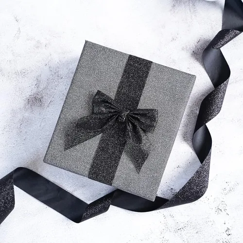 Miniatura 5 de MEEDEE Cinta negra con purpurina para envolver regalo, cinta de borde cortado de 1-1/2 pulgadas x 10 yardas, cinta brillante para regalos, tarjetas