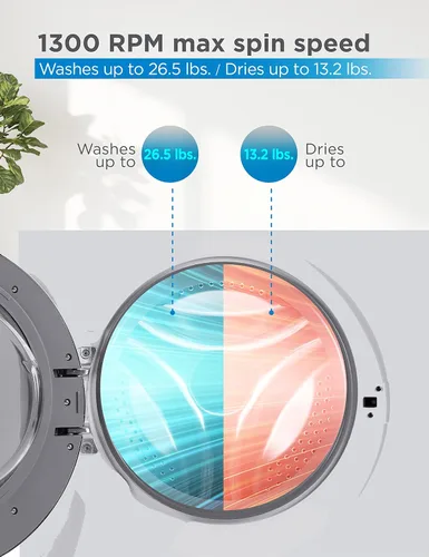 Miniatura 6 de BLACK+DECKER Combo de lavadora y secadora, 2.7 pies cúbicos Todo en uno con pantalla LED y 16 ciclos