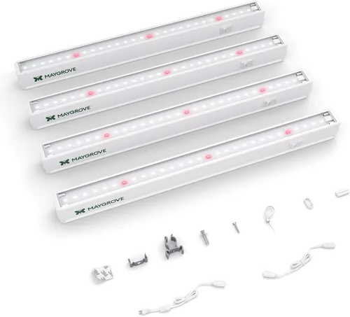 Miniatura 17 de Maygrove Luces de cultivo para plantas de interior, lámpara LED de crecimiento de espectro ajustable de 1 pie de 28 W (4 x 7 W), tira de luz de rojo