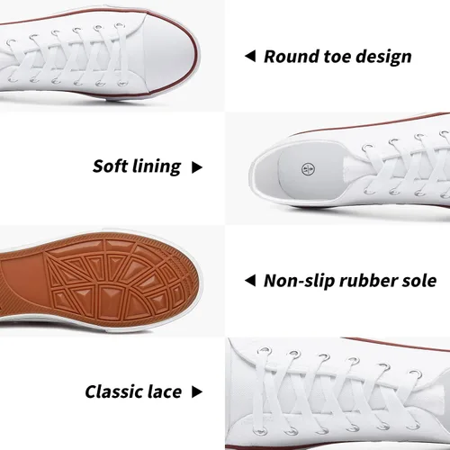 Miniatura 2 de yageyan Zapatos bajos de lona para hombre Zapatillas casuales clásicas Zapatos de moda en blanco y negro