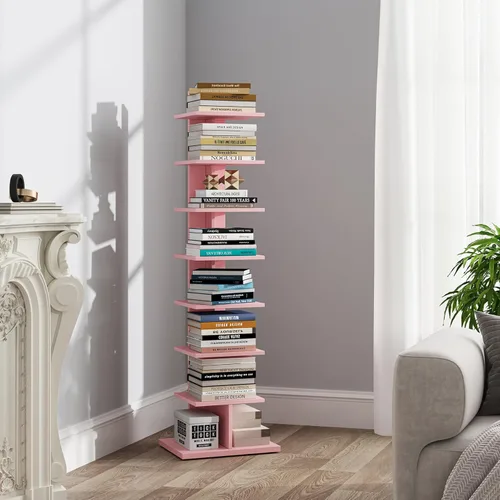 Miniatura 16 de TUTOTAK - Estantería estrecha, estantería de 8 niveles, estante de libros con espacio para la columna para espacios pequeños, estante de esquina