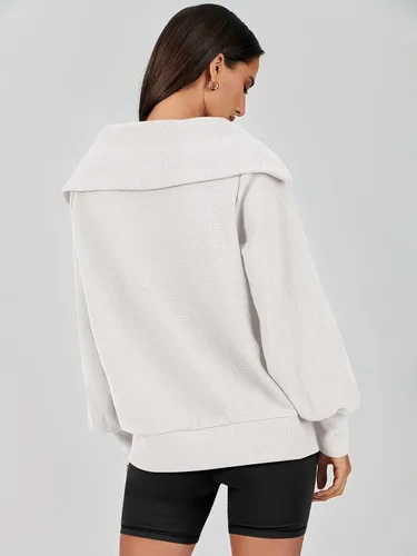 Miniatura 3 de ANRABESS Sudadera de manga larga con cremallera de un cuarto para mujer, sudadera de manga larga con media cremallera, moda 2024