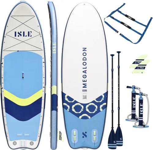 Miniatura 15 de ISLE Megalodon - Tabla de remo inflable y paquete de accesorios iSUP – Capacidad de hasta 1,050 libras, duradera, ligera, estable – 12 pies de largo