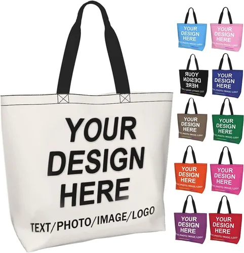 Miniatura 9 de Bolsa de mano personalizada, diseña tu propio texto/foto/logotipo impreso, bolso de hombro personalizado de gran capacidad para hombres/mujeres