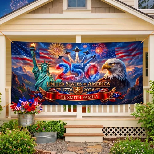 Miniatura 20 de Love Signal Bandera de Estados Unidos personalizada con el 250 aniversario, bandera estadounidense personalizada con imagen, decoración patriótica