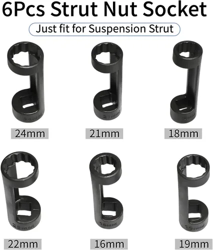 Miniatura 3 de Tuerca de puntal 0.630 in 0.709 in 0.748 in 0.827 in 0.866 in 0.945 in con 12 puntos 1/2 "Drive Suspensión Strut Spreader Socket 8pc herramienta
