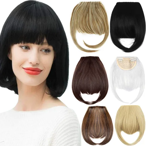 Miniatura 8 de Extensiones de cabello humano con clip, con flequillo y patillas, una pieza, clip frontal